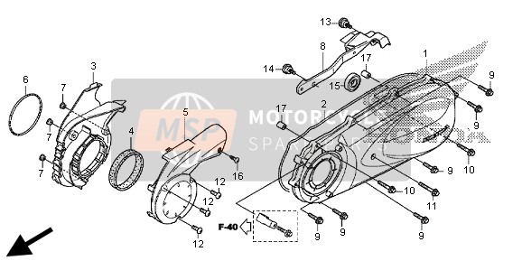 Honda SH300RA 2013 LEFT CRANKCASE COVER for a 2013 Honda SH300RA